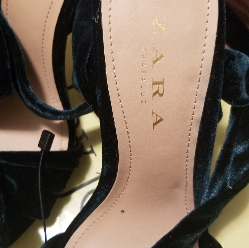 Zara Green Velvet Heels